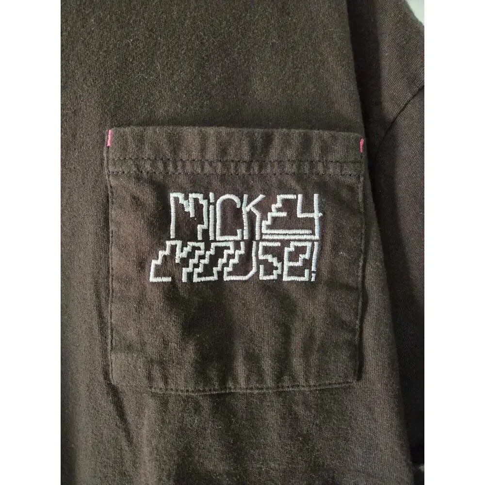 Disney Artist Series Mickey‎ Mouse Glitch T-Shirt Mens Large Black Neon Pocket